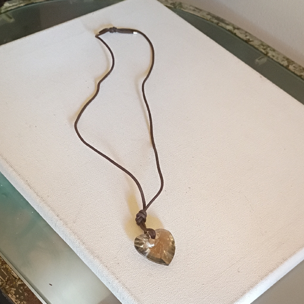 Swarovski Brown Cord Heart Crystal Necklace